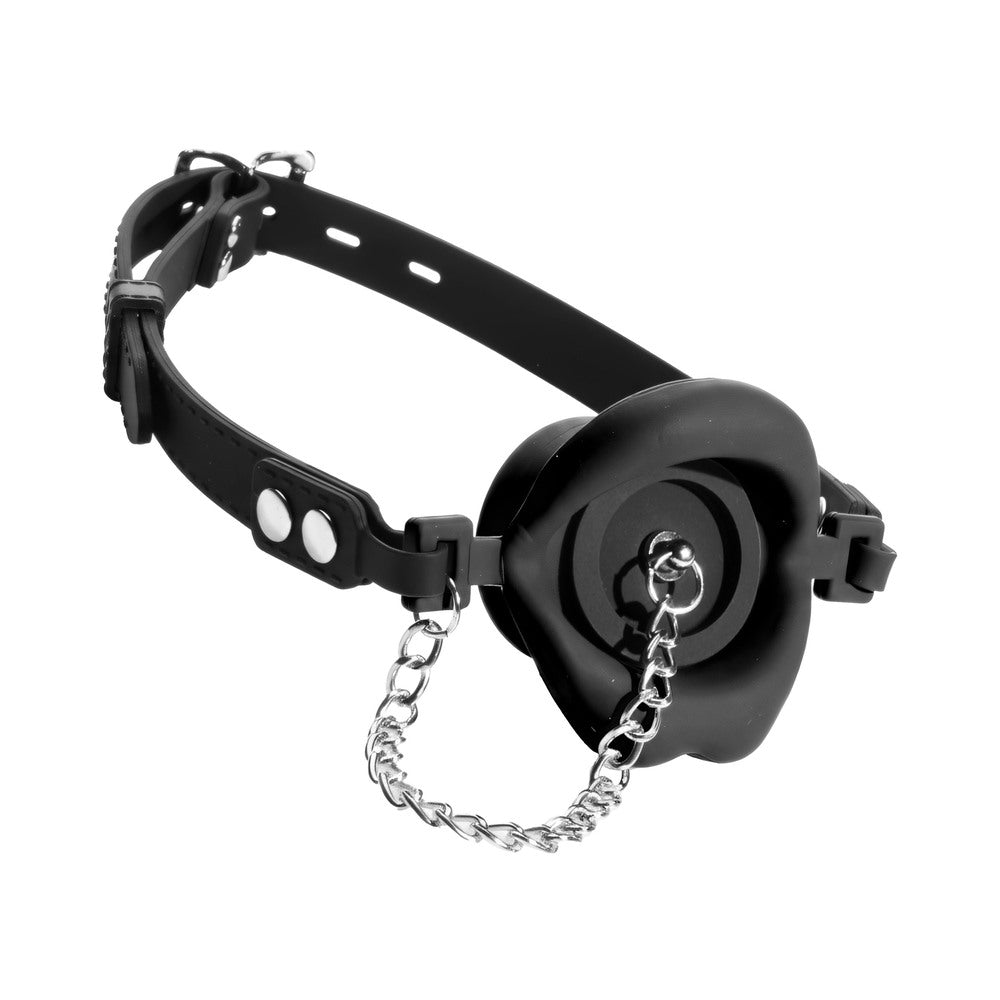 Master Series Plugged Silicone Feeding Gag - Black