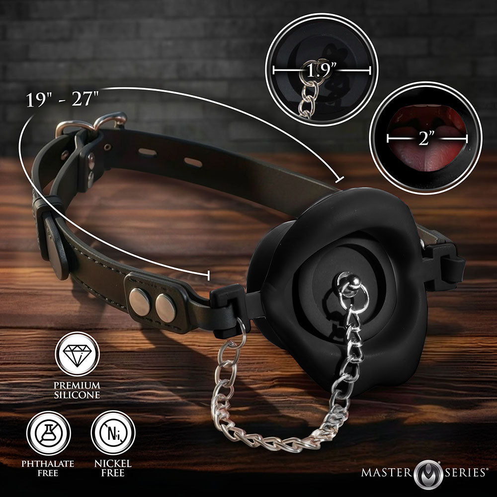 Master Series Plugged Silicone Feeding Gag - Black