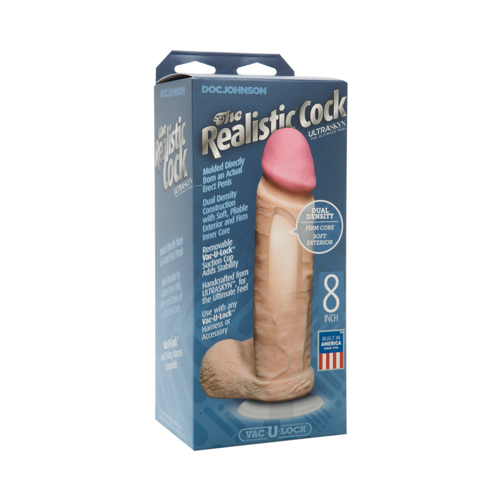 Realistic 8" ULTRASKYN Cock w/Balls - White