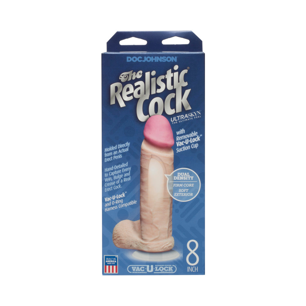 Realistic 8" ULTRASKYN Cock w/Balls - White