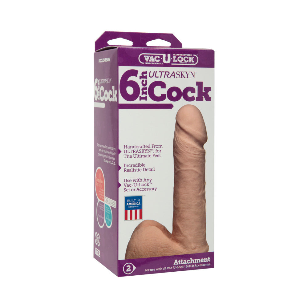 Vac-U-Lock 6" ULTRASKYN Cock & Balls Attch. - White