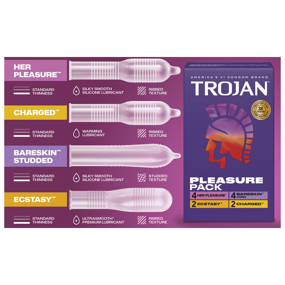 Trojan Pleasure Pack Condoms (12 Pack)