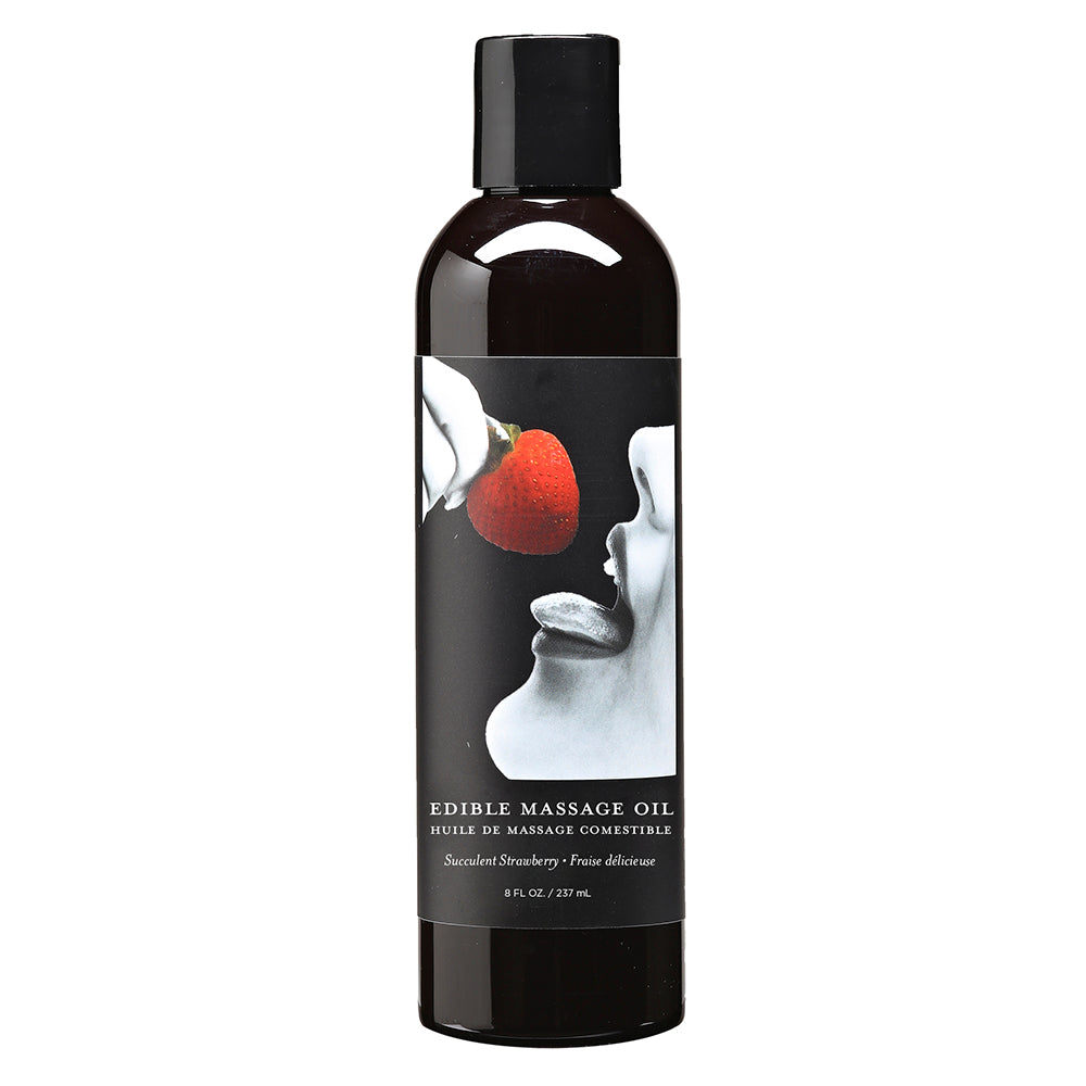 Earthly Body Edible Massage Oil-Succulent Strawberry 8oz