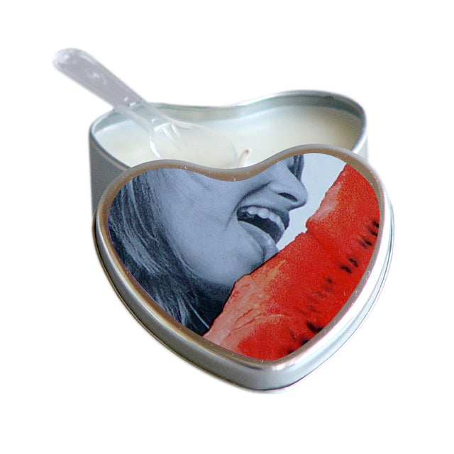 Earthly Body 4-in-1 Edible Heart Candle-Watermelon 4oz
