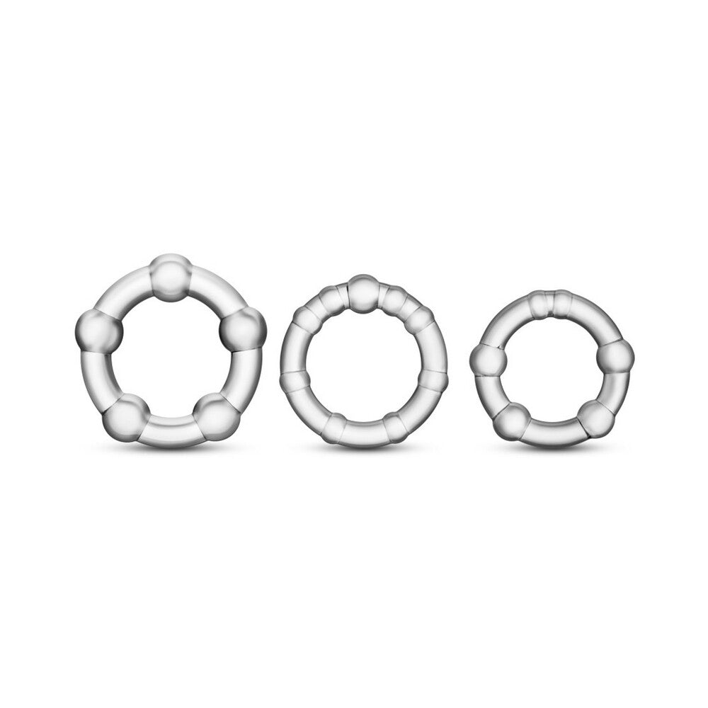 Stay Hard Beaded Cockrings 3pk-Clear