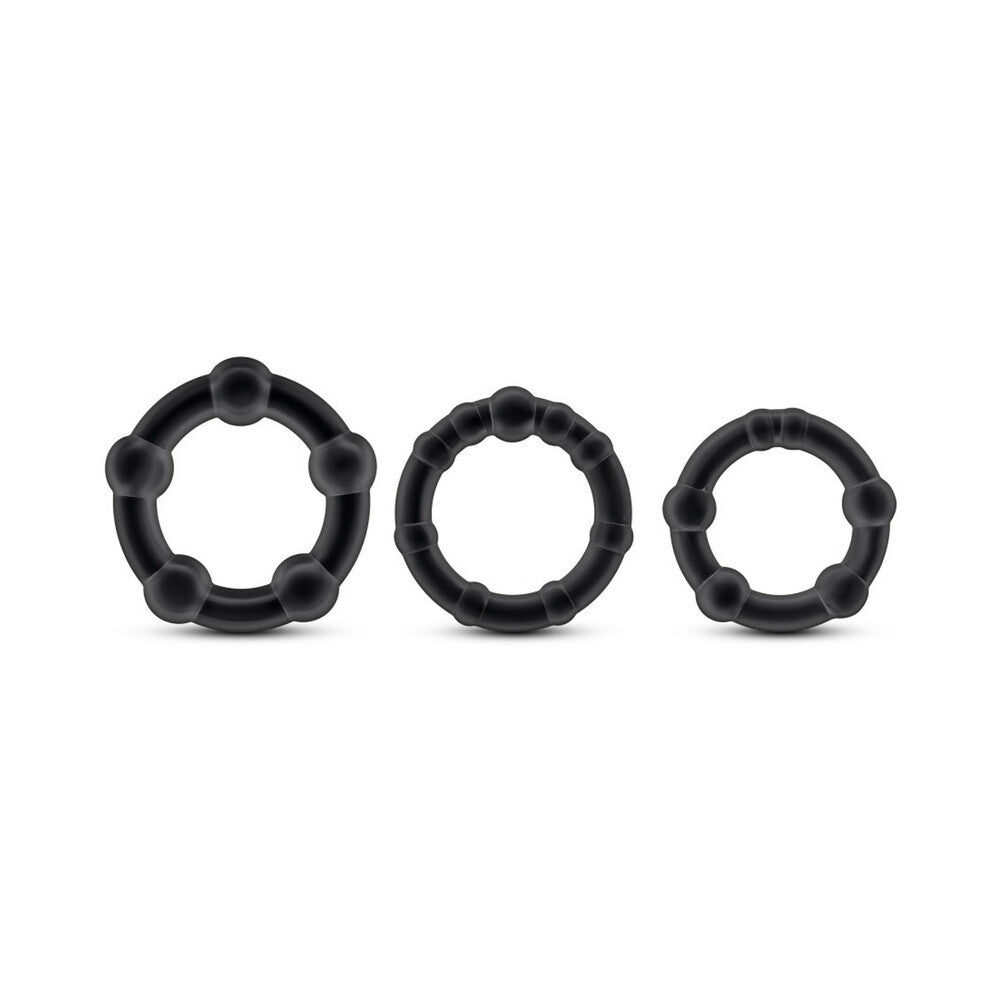 Stay Hard Beaded Cockrings 3pk-Black