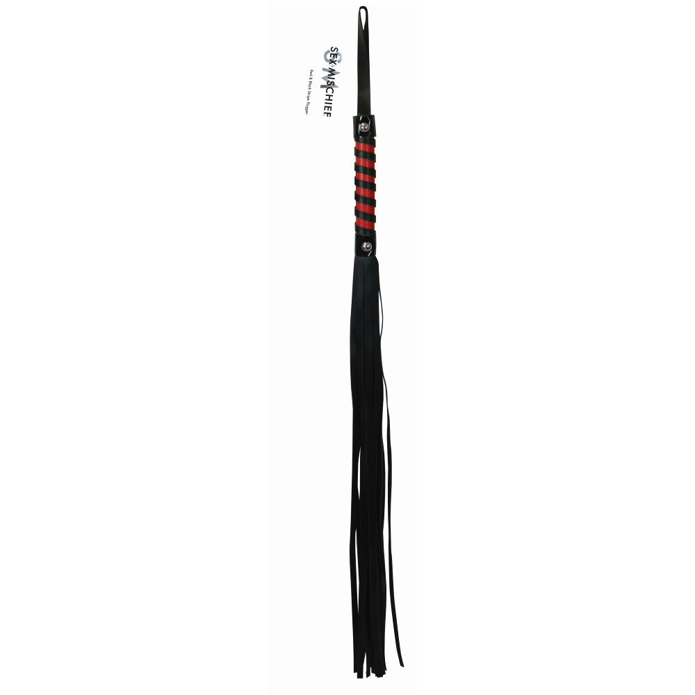 Sex & Mischief Stripe Flogger - Black/Red