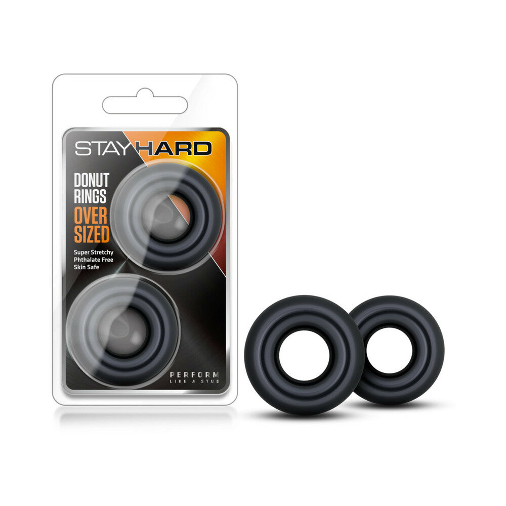 Stay Hard Donut Rings Oversized-Black 2Pk