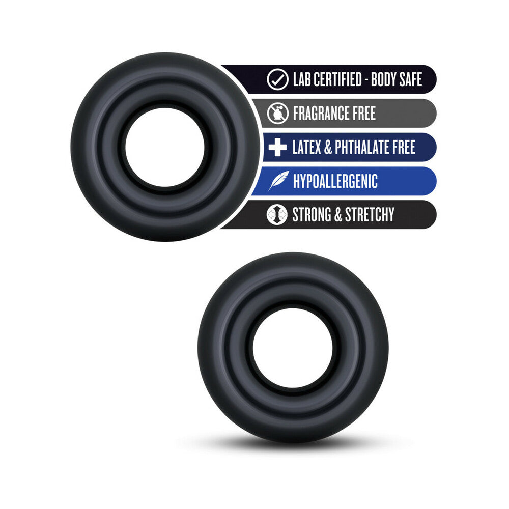Stay Hard Donut Rings Oversized-Black 2Pk