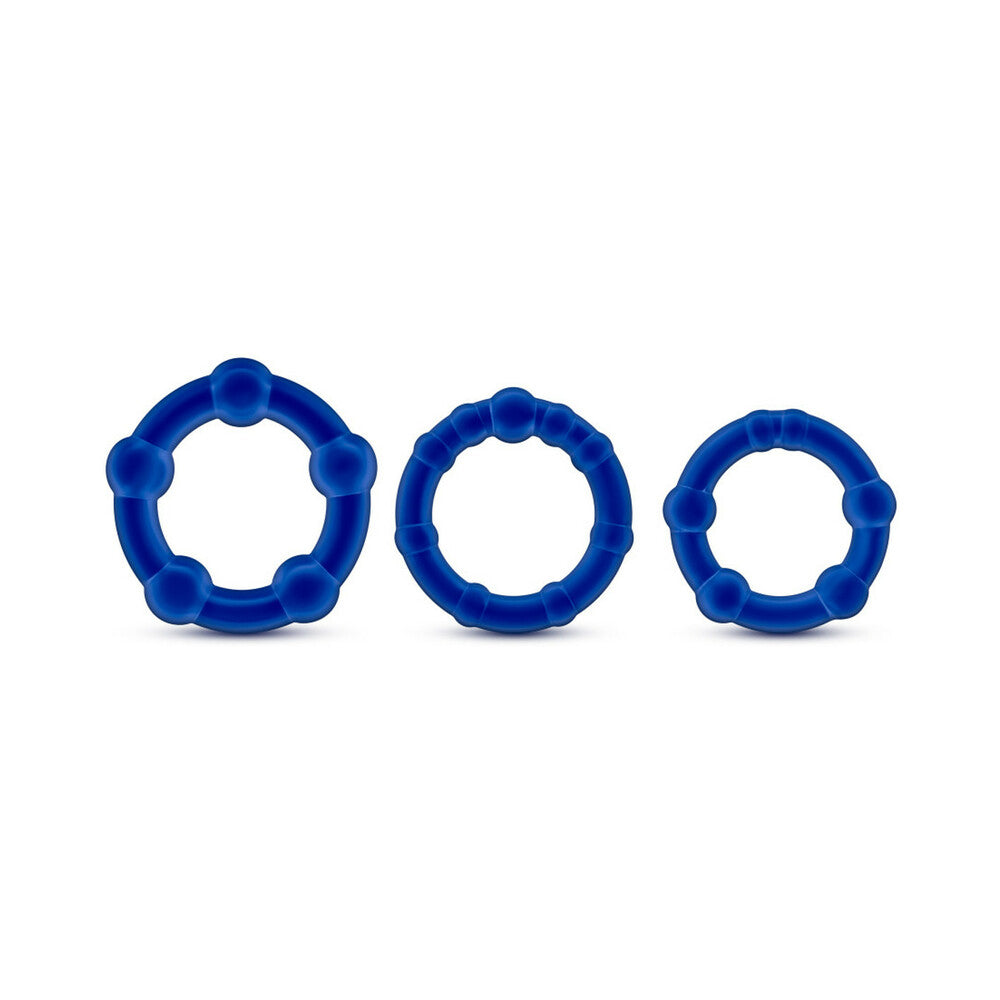 Stay Hard Beaded Cockrings 3pk-Blue