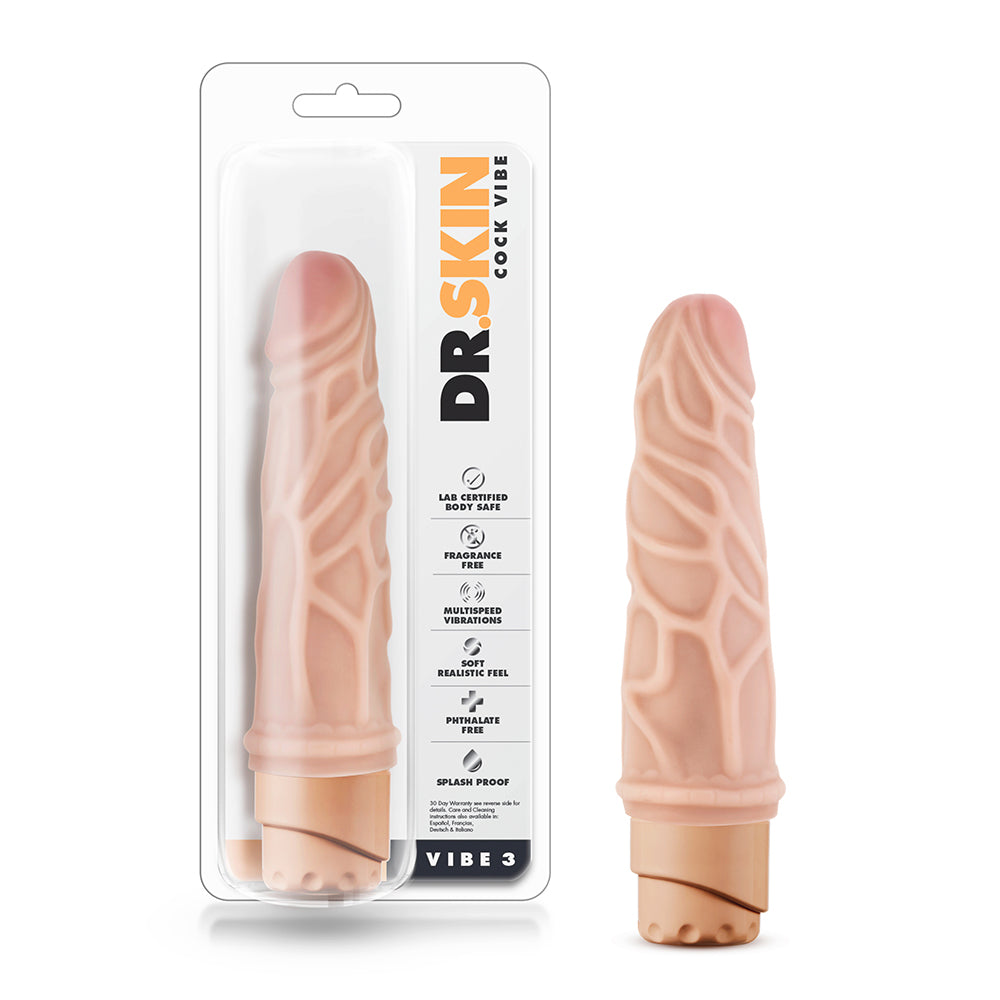 Dr. Skin Cock Vibe 3-Vanilla 7.25"