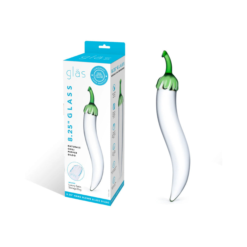 Glas Glass Naturals Chili Pepper Dildo-Clear 8"