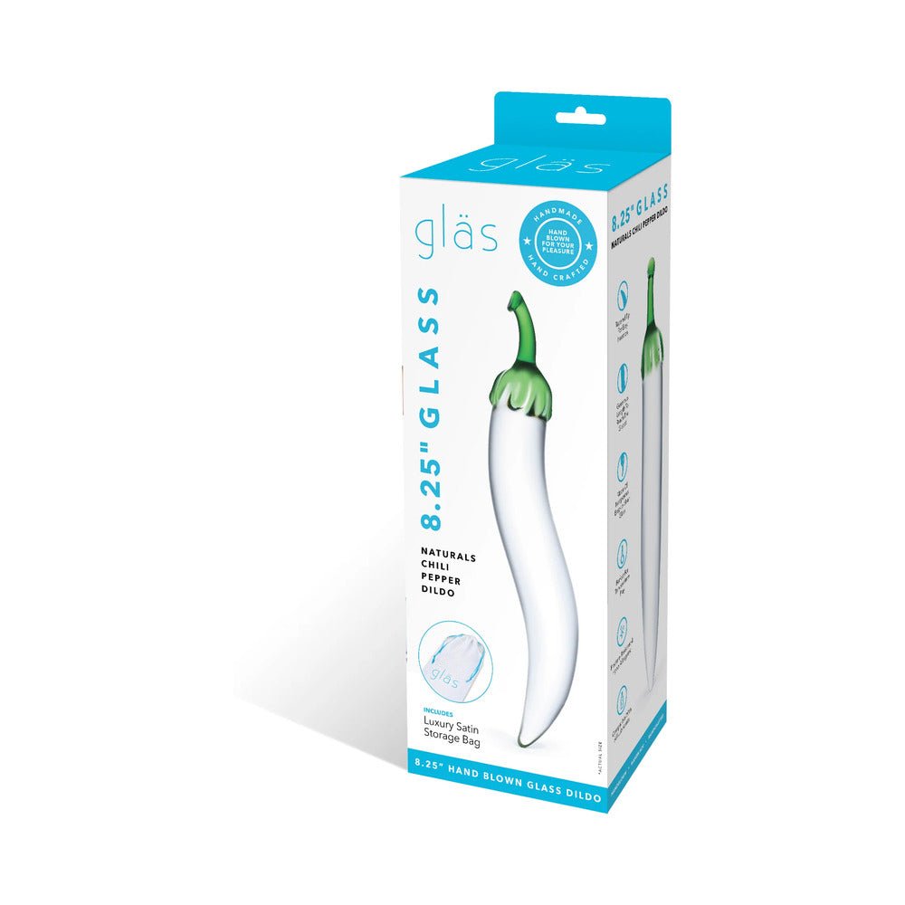 Glas Glass Naturals Chili Pepper Dildo-Clear 8"