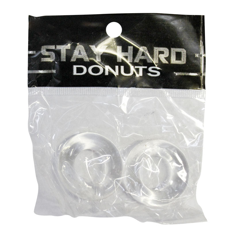 Ignite Power Stretch Donut Cock Ring - Clear Pack of 2