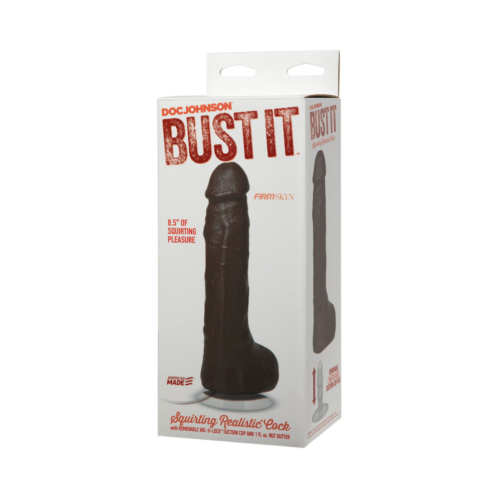 Bust It Squirting Realistic Cock w/1 oz Nut Butter - Black