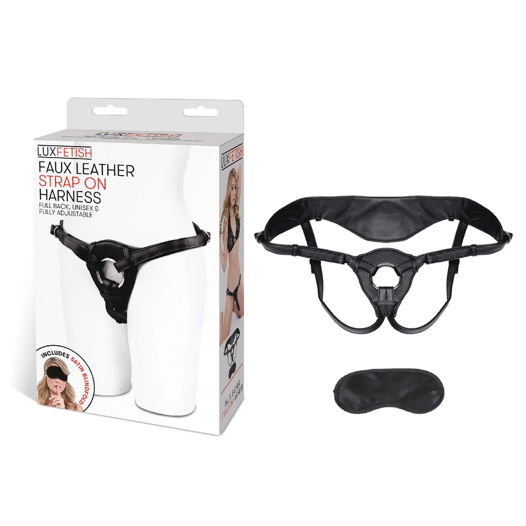 Lux Fetish Patent Leather Strap On Harness - Black