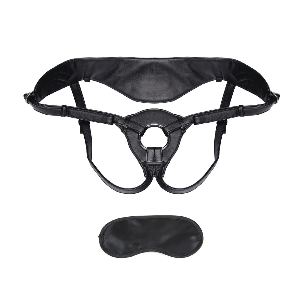Lux Fetish Patent Leather Strap On Harness - Black