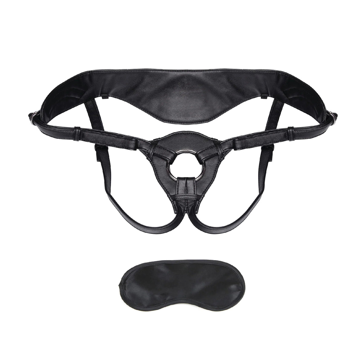 Lux Fetish Patent Leather Strap On Harness - Black