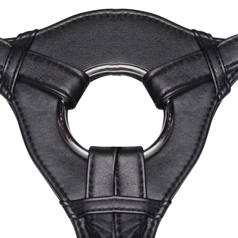 Lux Fetish Patent Leather Strap On Harness - Black