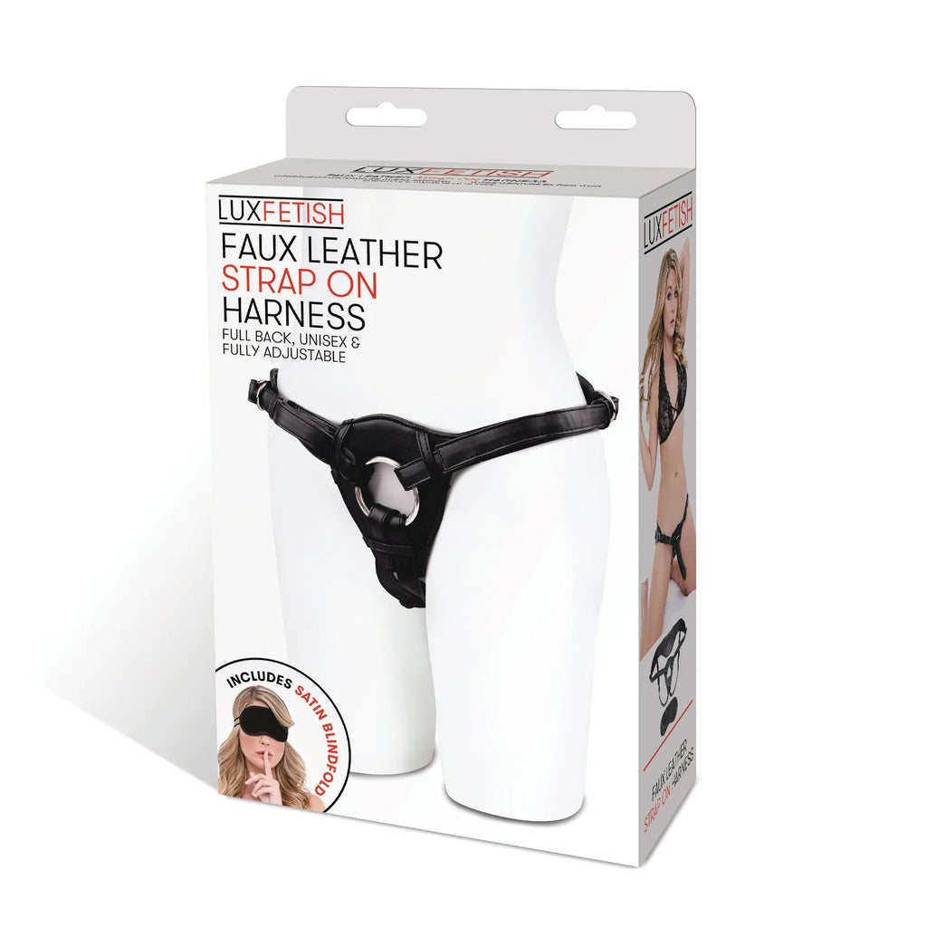 Lux Fetish Patent Leather Strap On Harness - Black