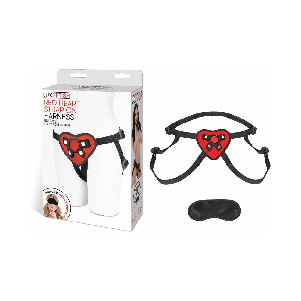 Lux Fetish Red Heart Strap On Harness Set