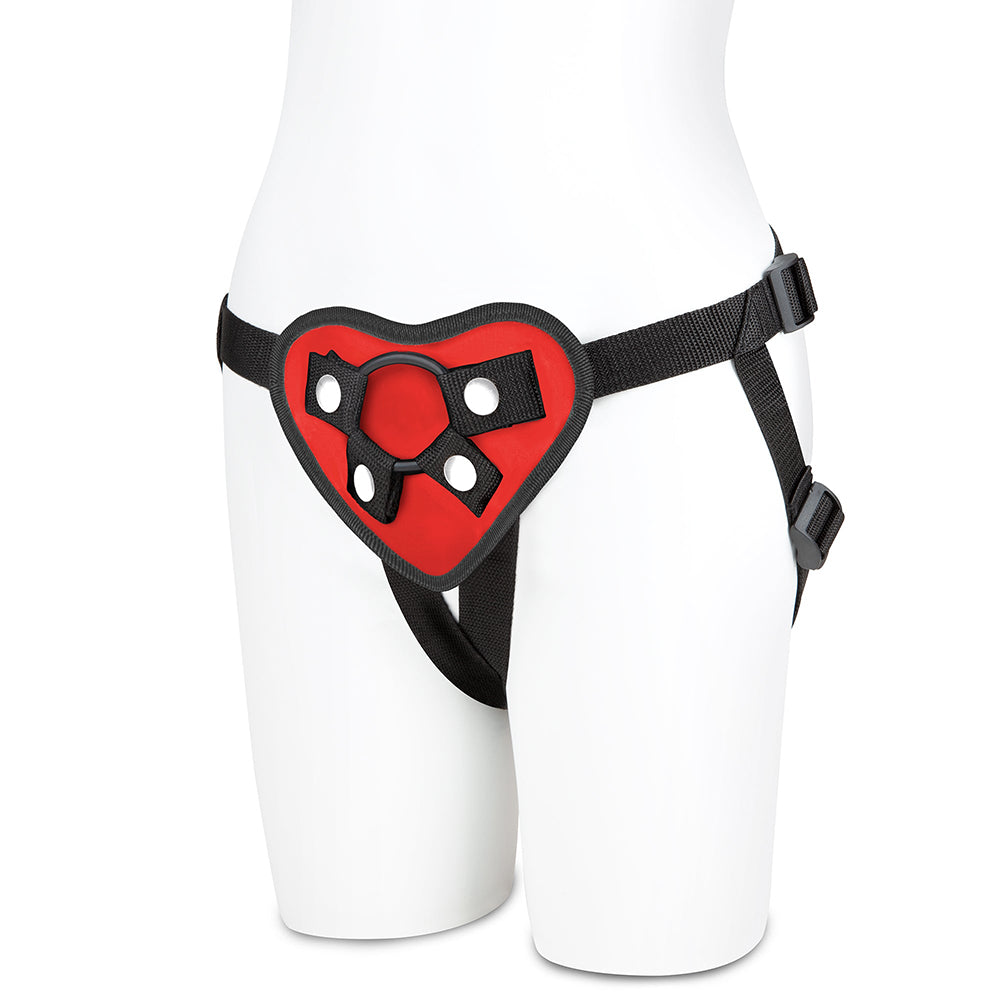Lux Fetish Red Heart Strap On Harness Set