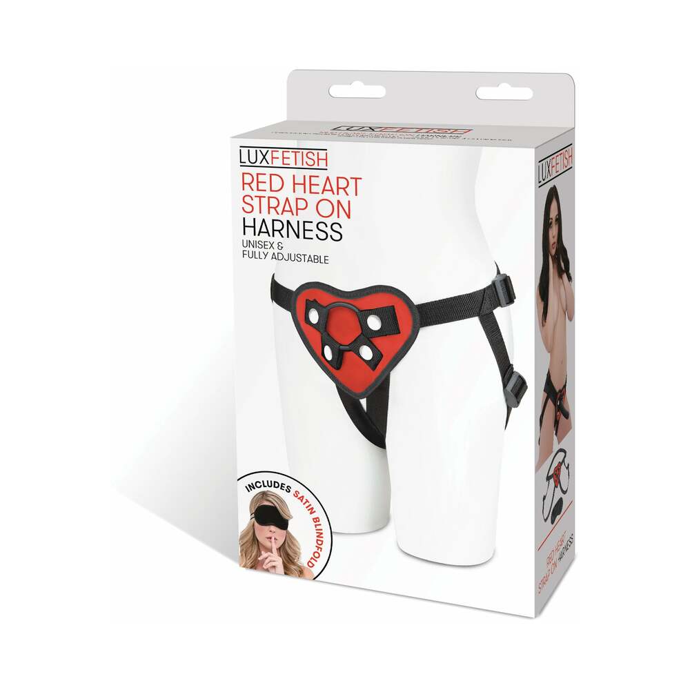 Lux Fetish Red Heart Strap On Harness Set