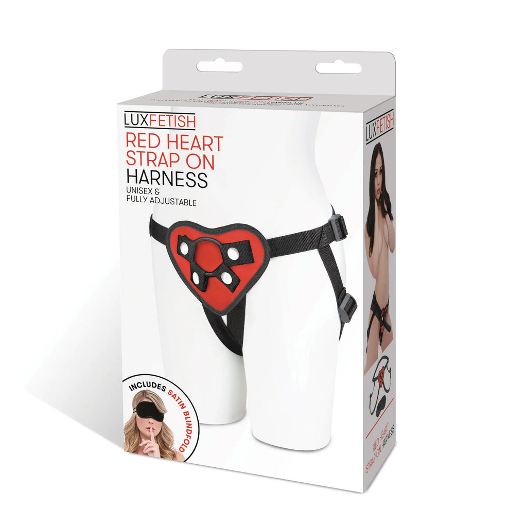 Lux Fetish Red Heart Strap On Harness Set