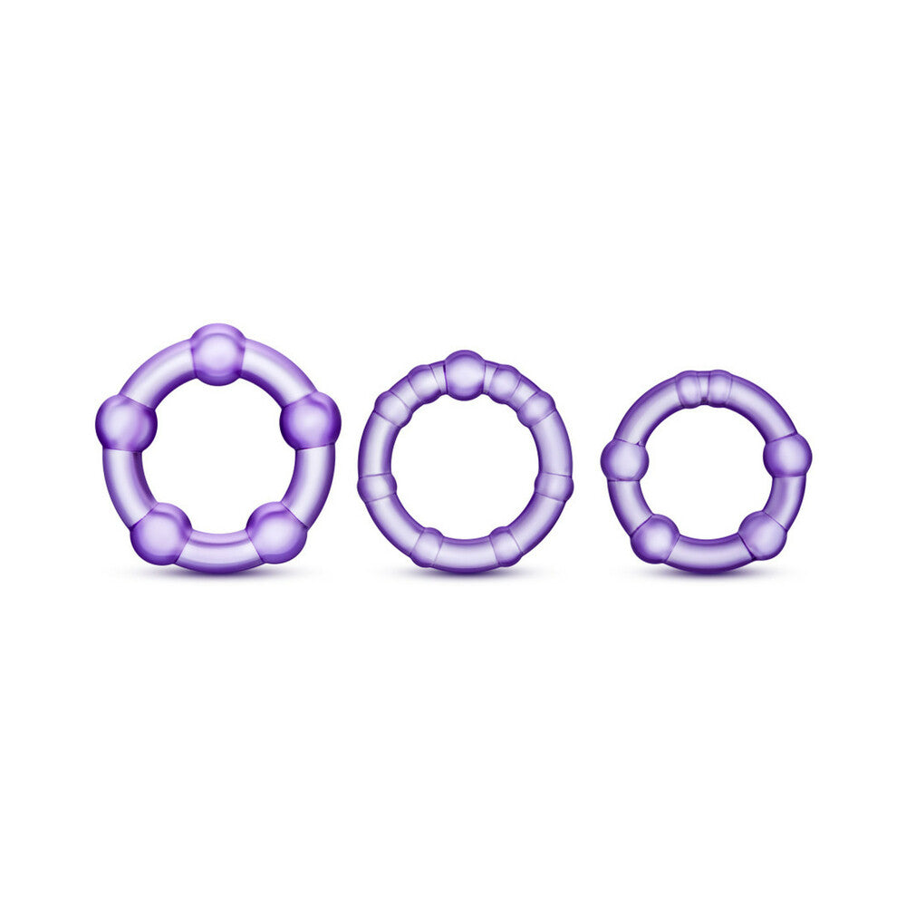 Stay Hard Beaded Cockrings 3pk-Purple