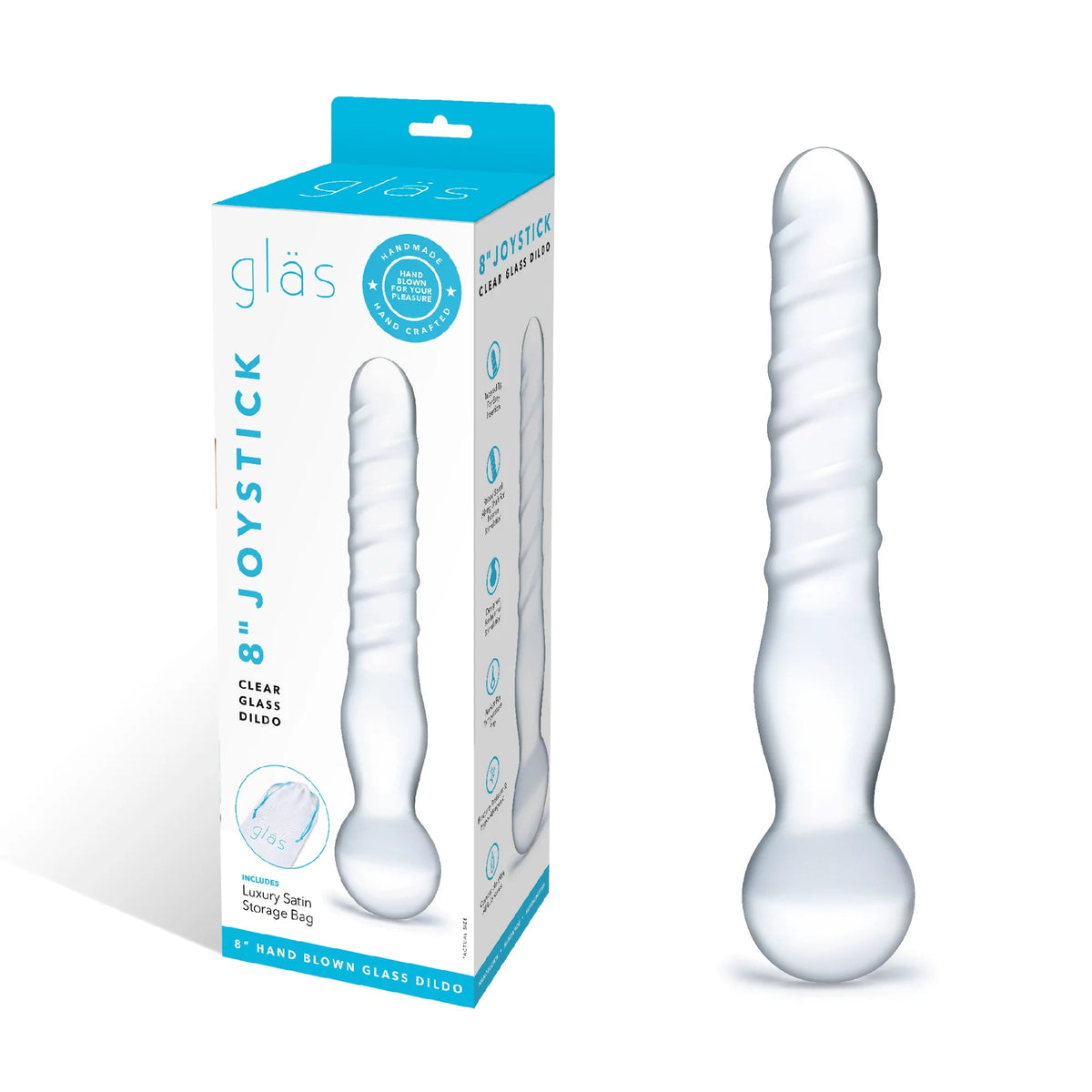 Glas Joystick Clear Glass Dildo-Clear 8"