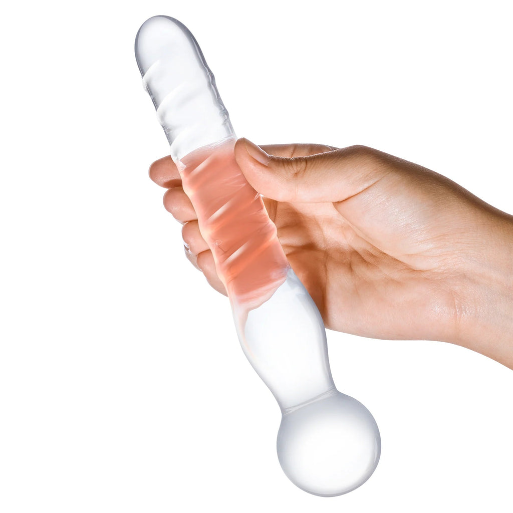 Glas Joystick Clear Glass Dildo-Clear 8"