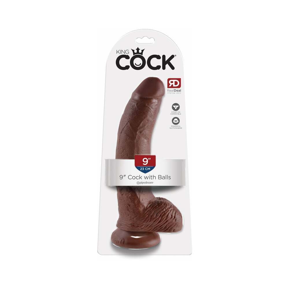 King Cock 9" Cock w/Balls - Brown