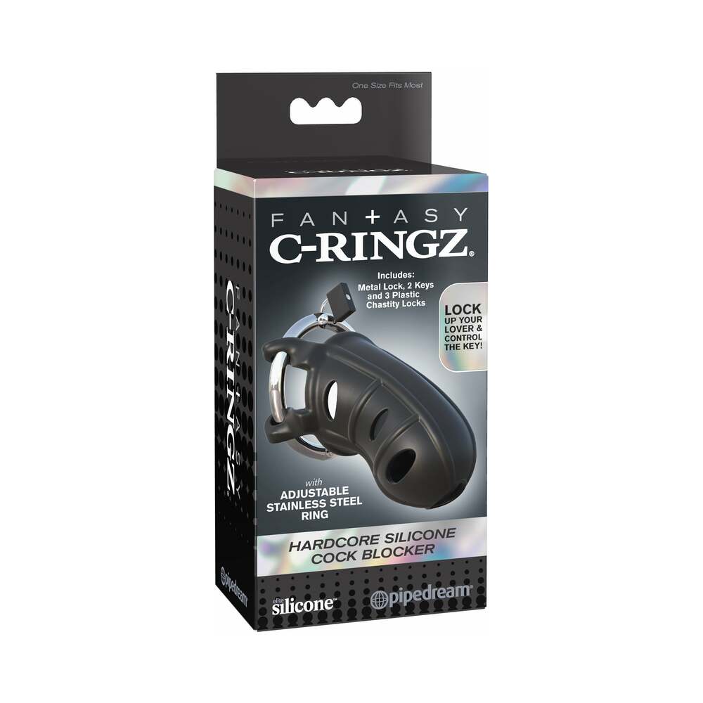 Fantasy C-Ringz Hardcore Silicone Cock Blocker - Black