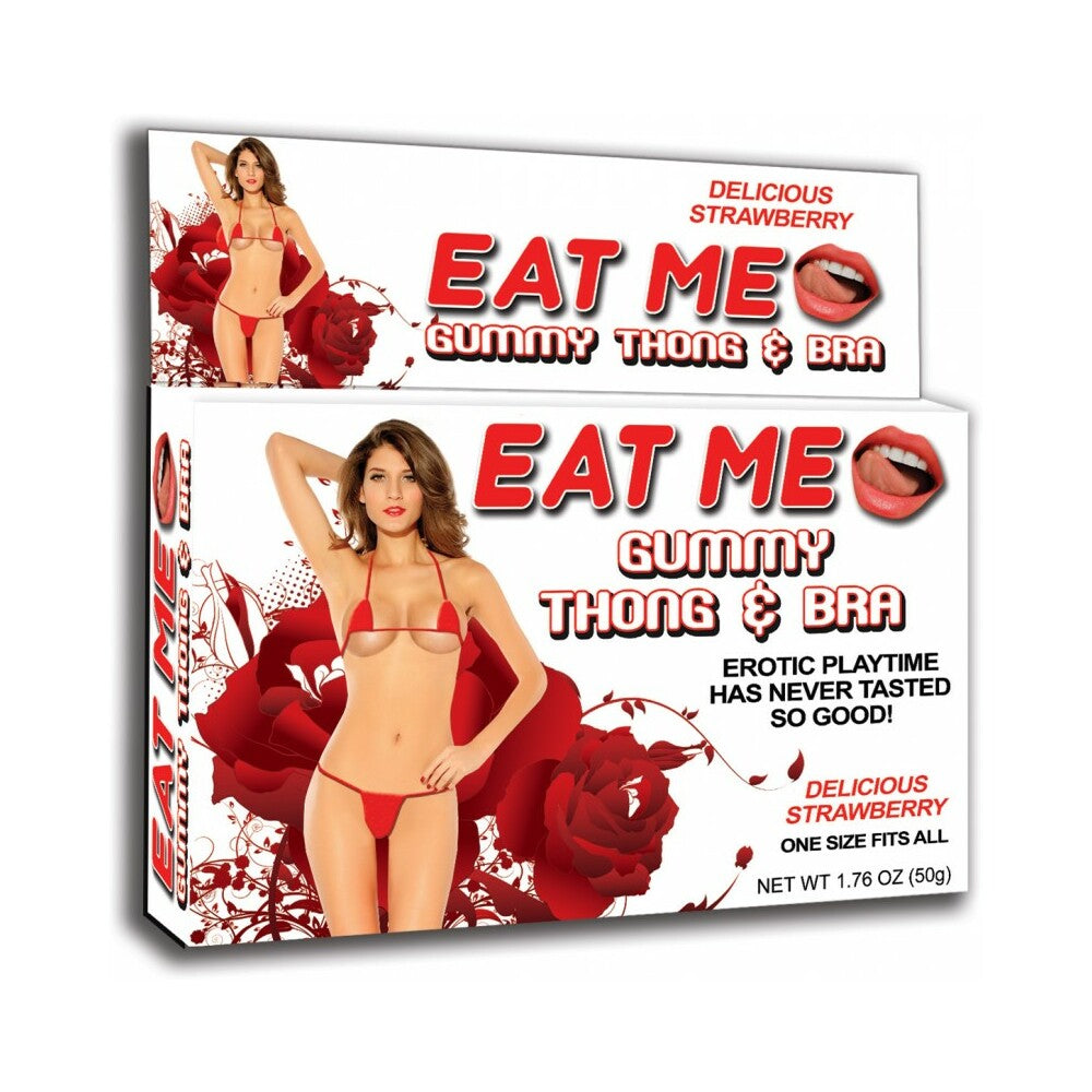 Eat Me Gummy Thong & Bra-Strawberry