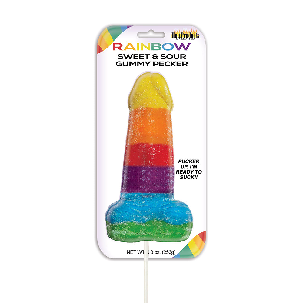 Rainbow Sweet & Sour Gummy Pecker Pop