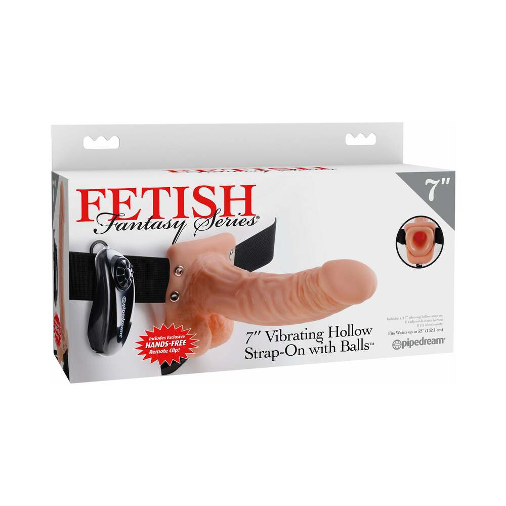 Fetish Fantasy Series 7" Vibrating Hollow Strap On w/Balls - Flesh