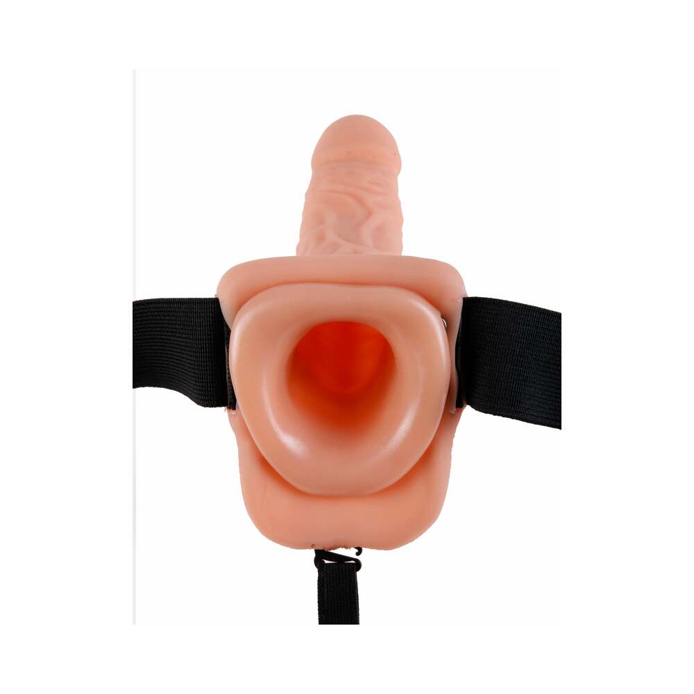 Fetish Fantasy Series 7" Vibrating Hollow Strap On w/Balls - Flesh