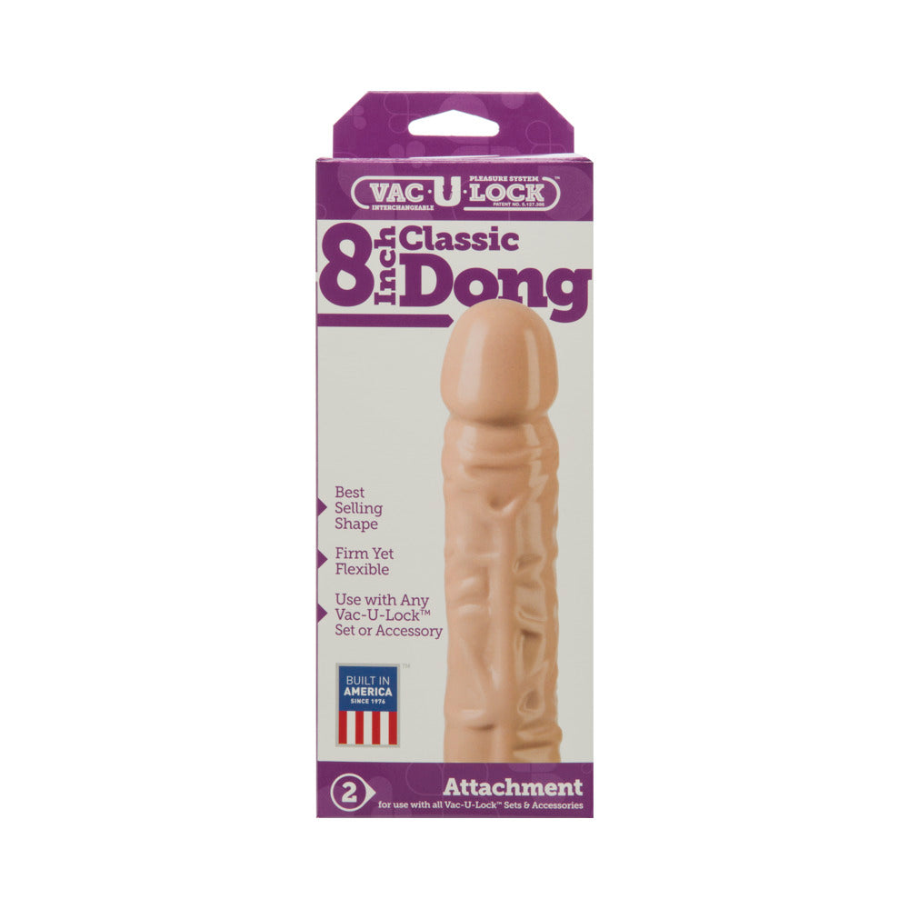 Vac-U-Lock 8" Classic Dong - White