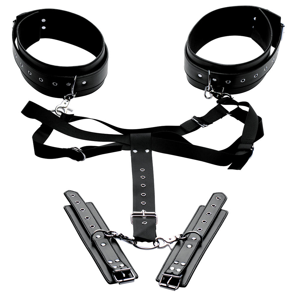 Master Series Acquire Easy Access Thigh Harness w/Wrist Cuffs - Black