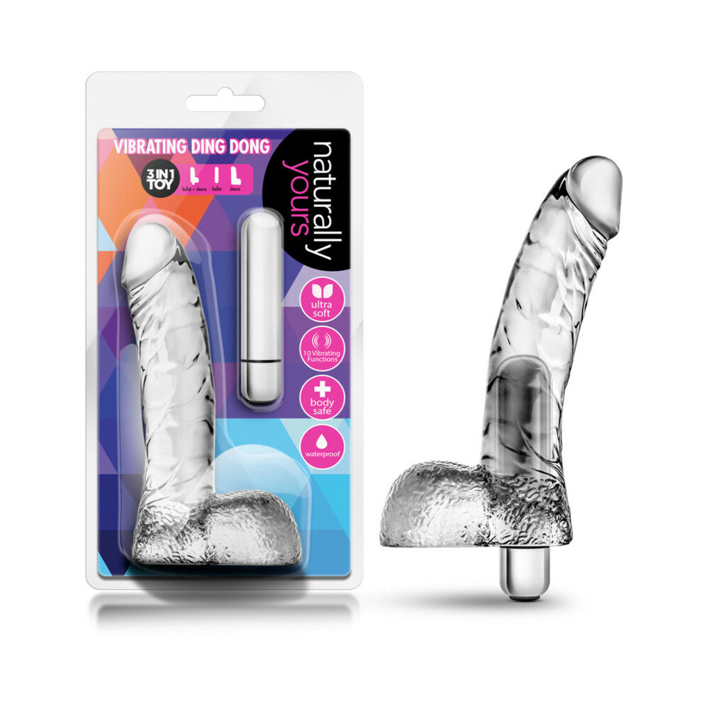 Naturally Yours Vibrating Ding Dong-Clear 6.5"