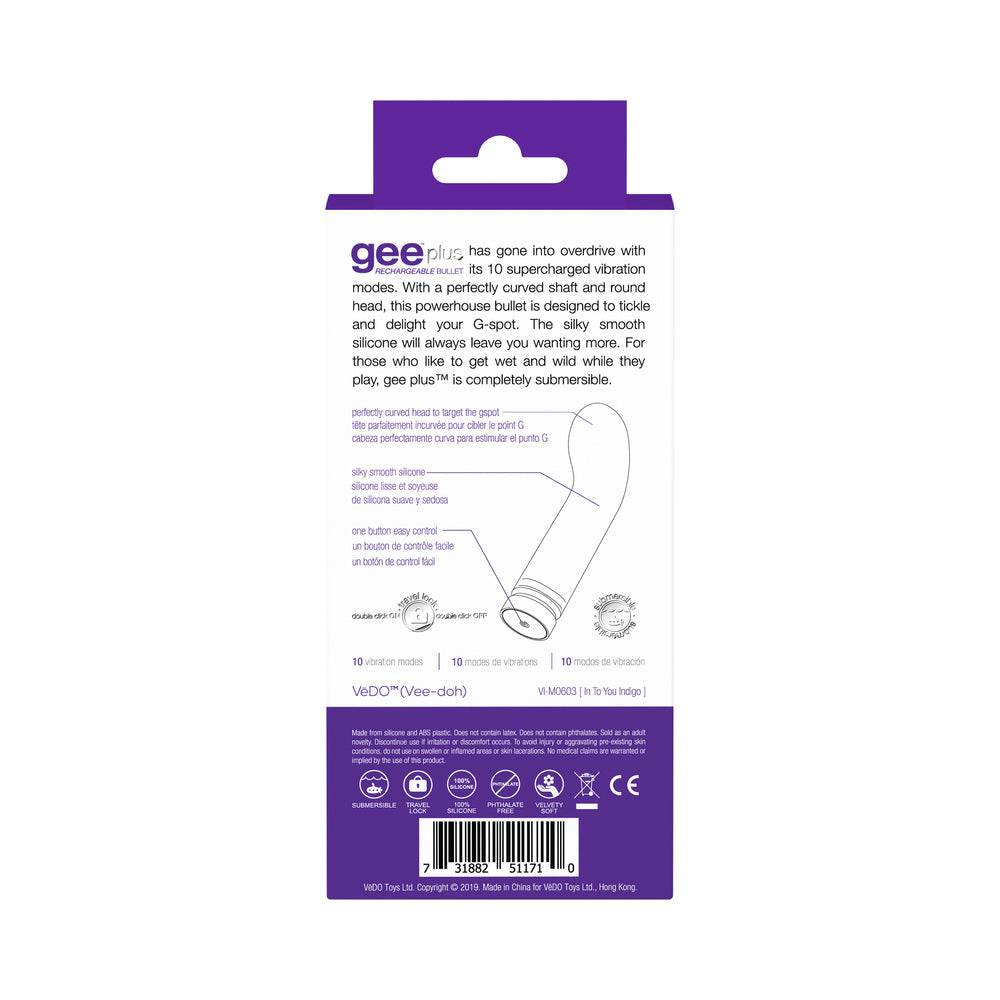 VeDO Gee Plus Rechargeable Vibe - Into You Indigo