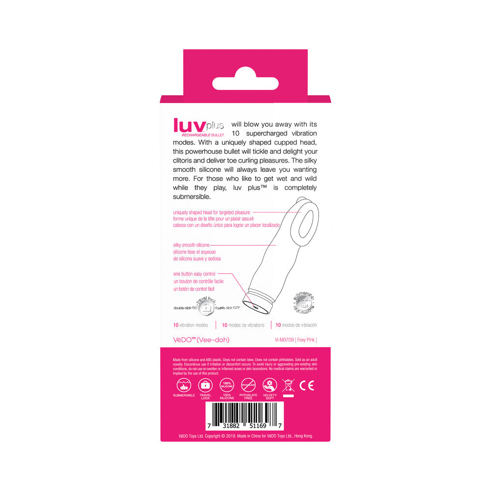 VeDO Luv Plus Rechargeable Vibe - Foxy Pink