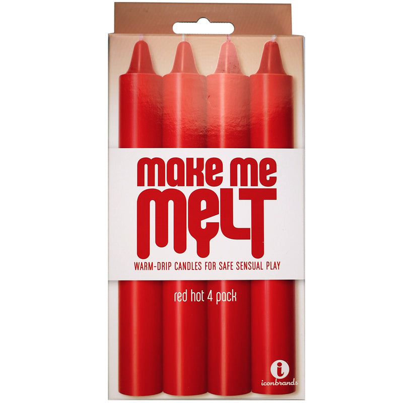 The 9's Make Me Melt Sensual Warm Drip Candles - Red Hot Pack of 4