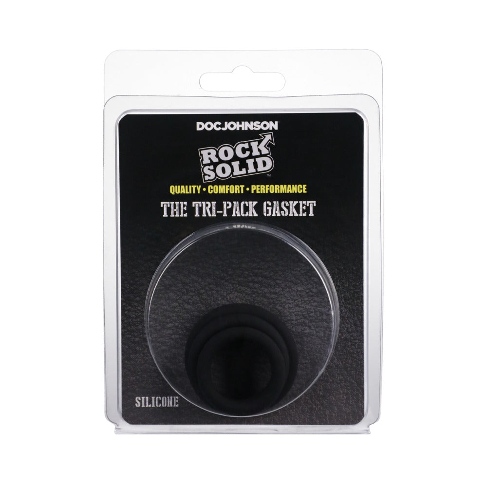 Rock Solid Tri-Pack Silicone Gasket Cockrings - Black