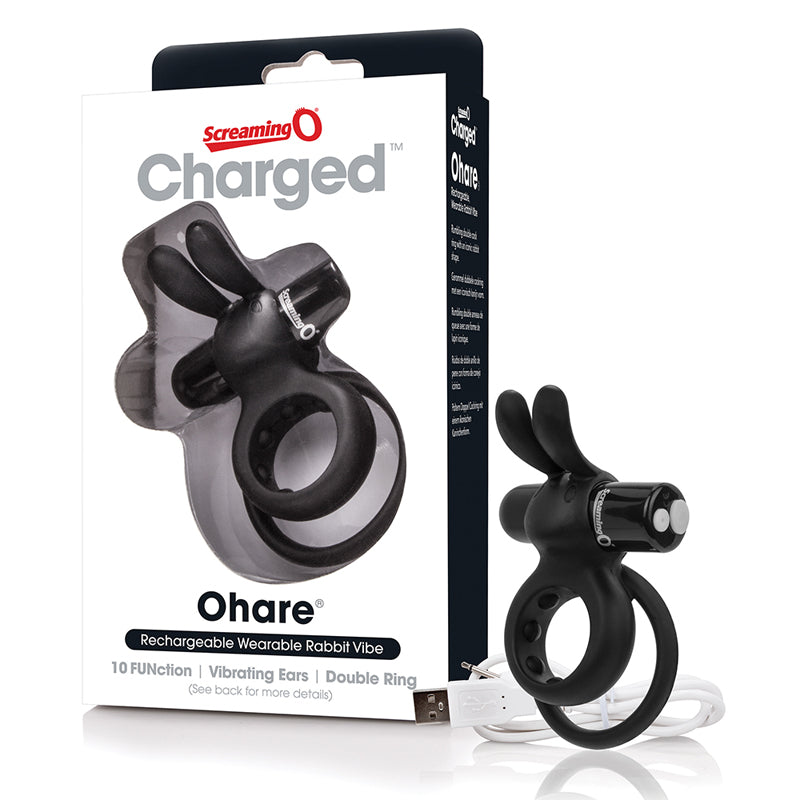 Screaming O Charged Ohare Rechargeable Wearable Rabbit-Black