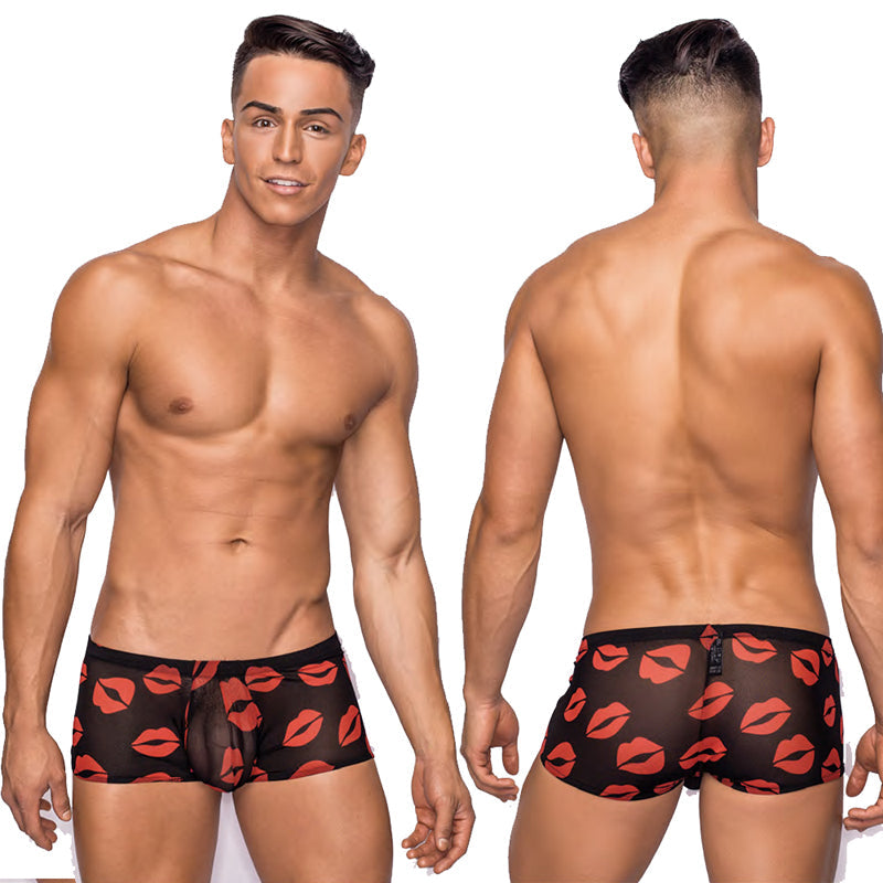 Kiss Me Stretch Mesh Mini Short Blk/Rd XL