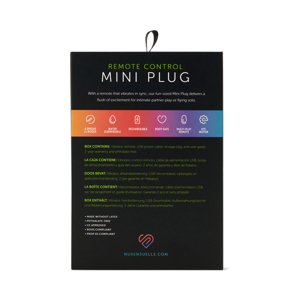 Nu Sensuelle Remote Control Rechargeable Mini Plug - Black