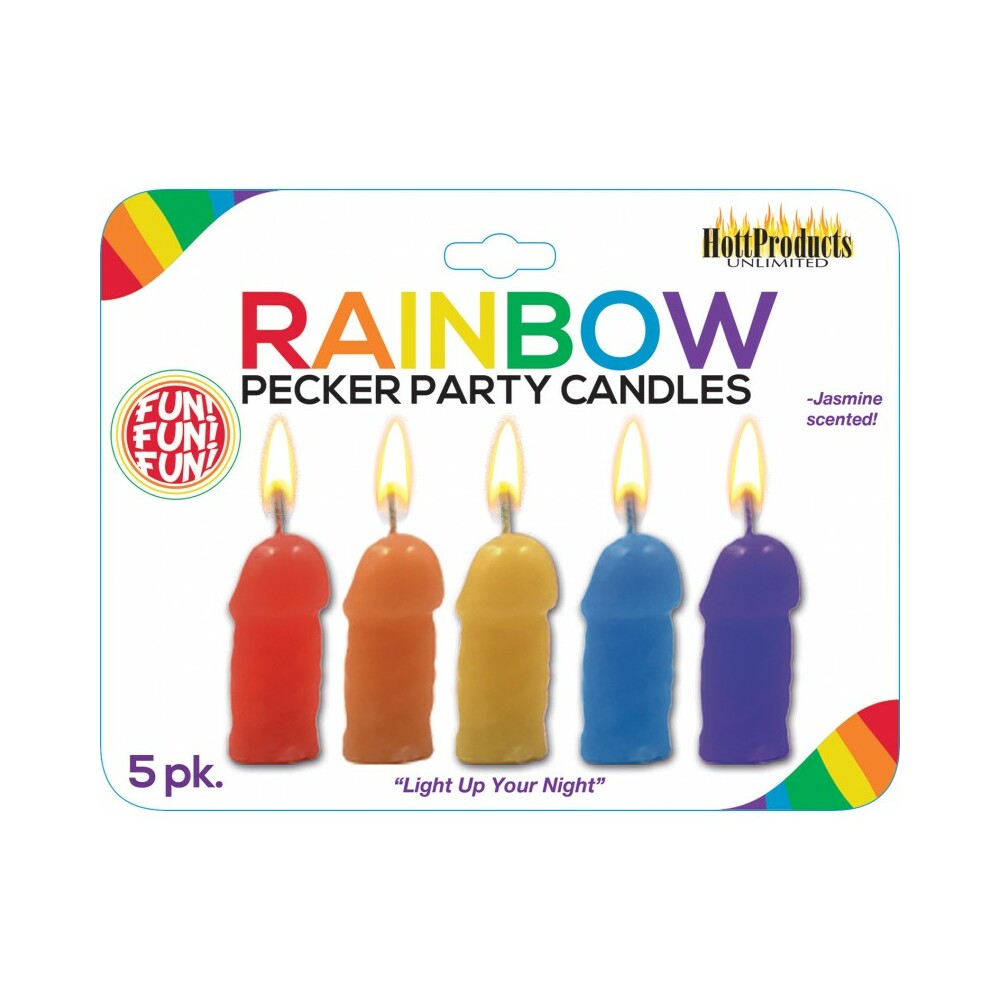 Rainbow Pecker Party Candles - Asst. Colors Pack of 5