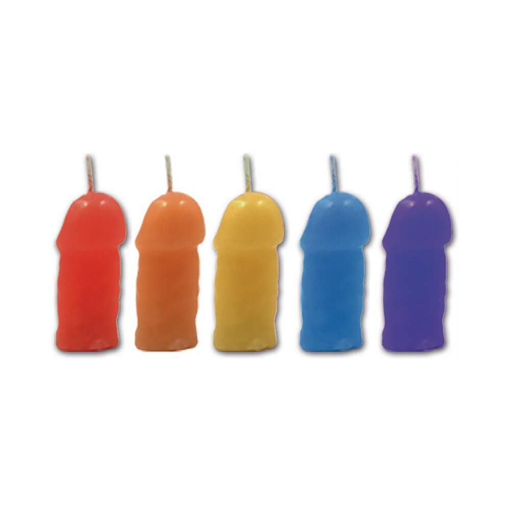 Rainbow Pecker Party Candles - Asst. Colors Pack of 5