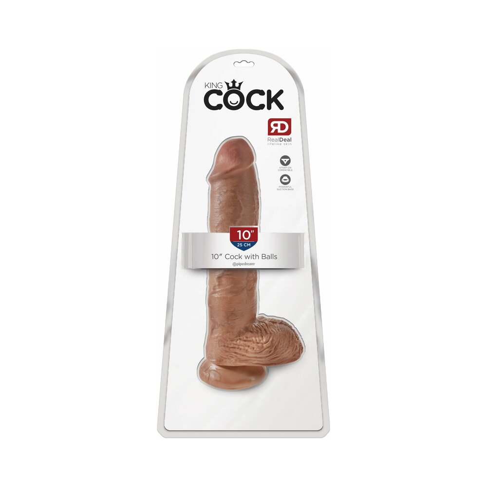 King Cock 10" Cock w/Balls - Tan